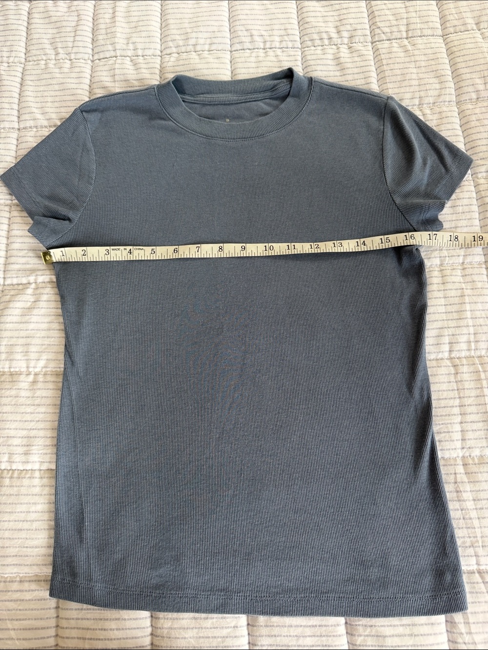 🪁 a new day dusty blue short sleeve ribbed tee. Size S. - Picture 5 of 8